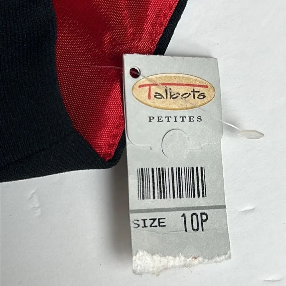 NEW Vintage TALBOTS Sheath Black Little Dress Square Neck Short Sleeve 10 Petite